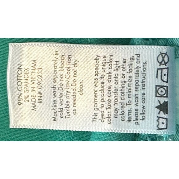 Bullhead Jean Shorts Cut Offs Women Size 5 Green Low Rise Stretch Denim Frayed - Picture 9 of 11